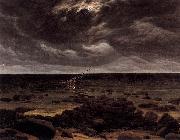Caspar David Friedrich Seashore with Shipwreck by Moonlight Germany oil painting artist